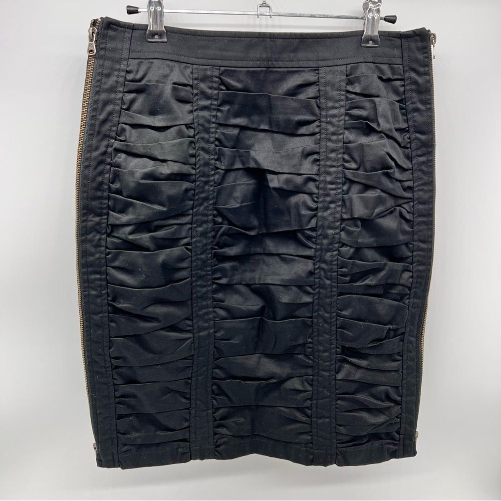Nanette Lepore Ruched Pencil Skirt-Princess Seams Cotton Blend w/Stretch-Size 6